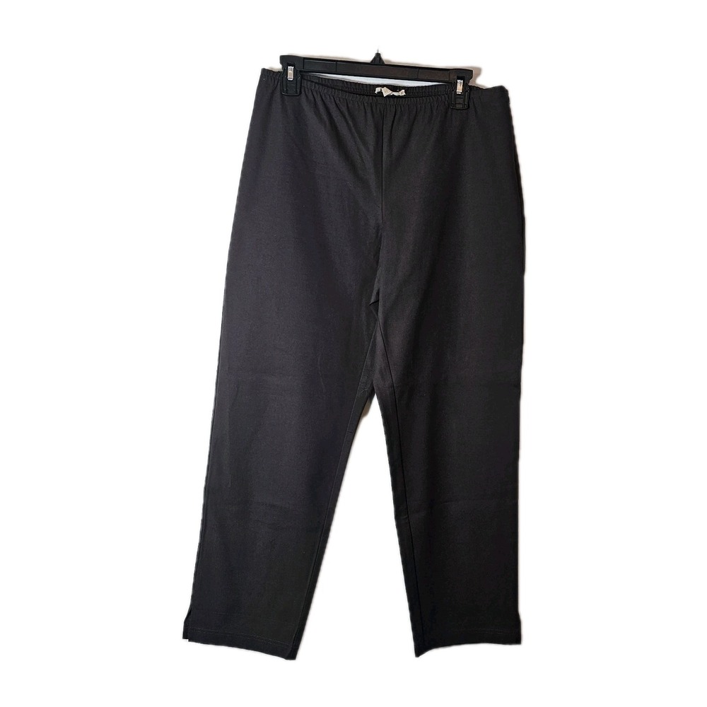Eileen Fisher Womens Med Pull On Pants Brown Cotton Side Zipper Elastic Waist